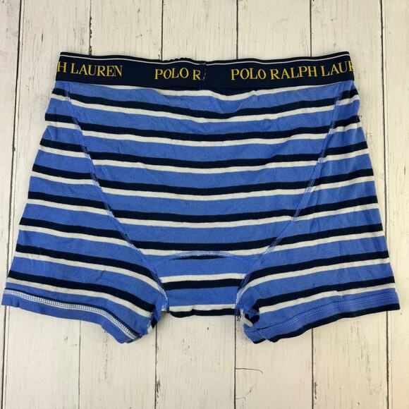Polo Ralph Lauren Blue Striped Classic-Fit Cotton Boxer Briefs Underwear Medium - Picture 4 of 8